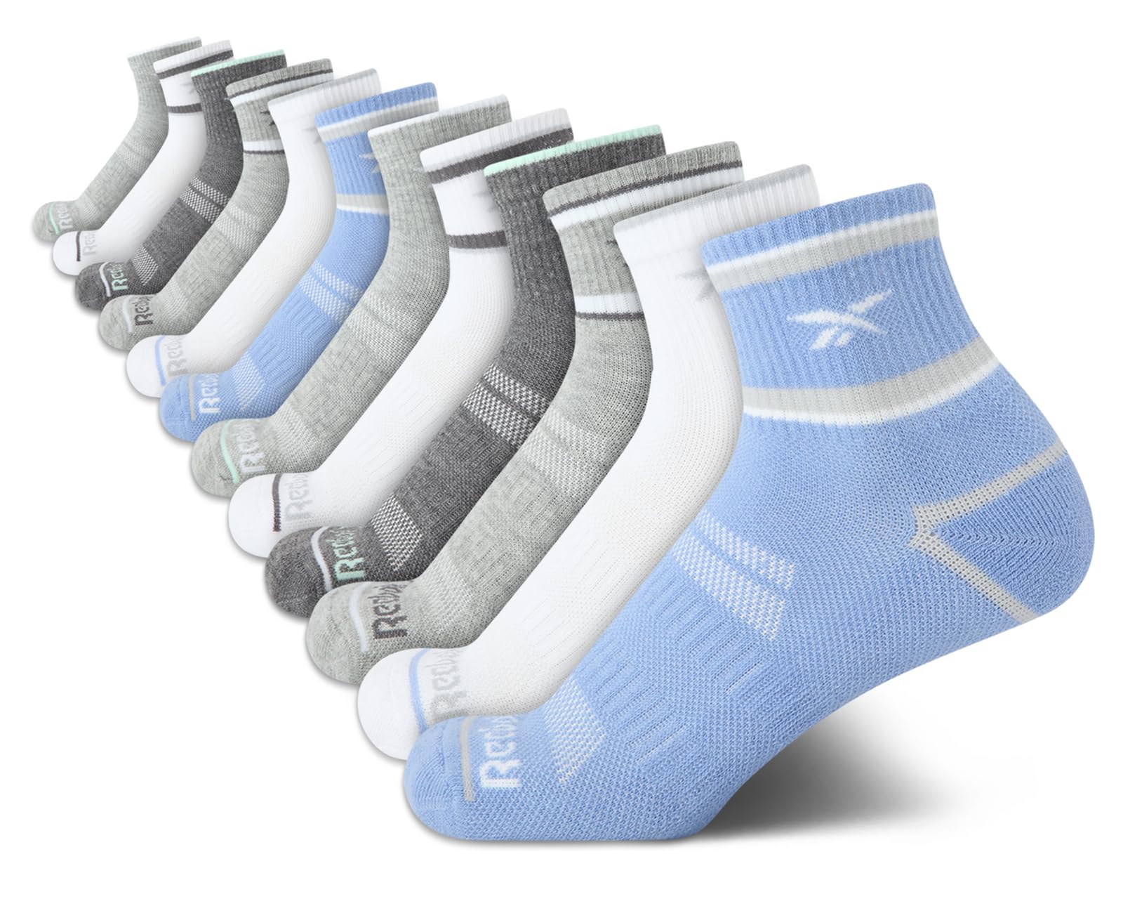 Reebok Womens Quarter Socks - 12 Pack Performance Arch Support Ankle Socks - Cushioned Athletic Socks for Women (Size: 4-10)