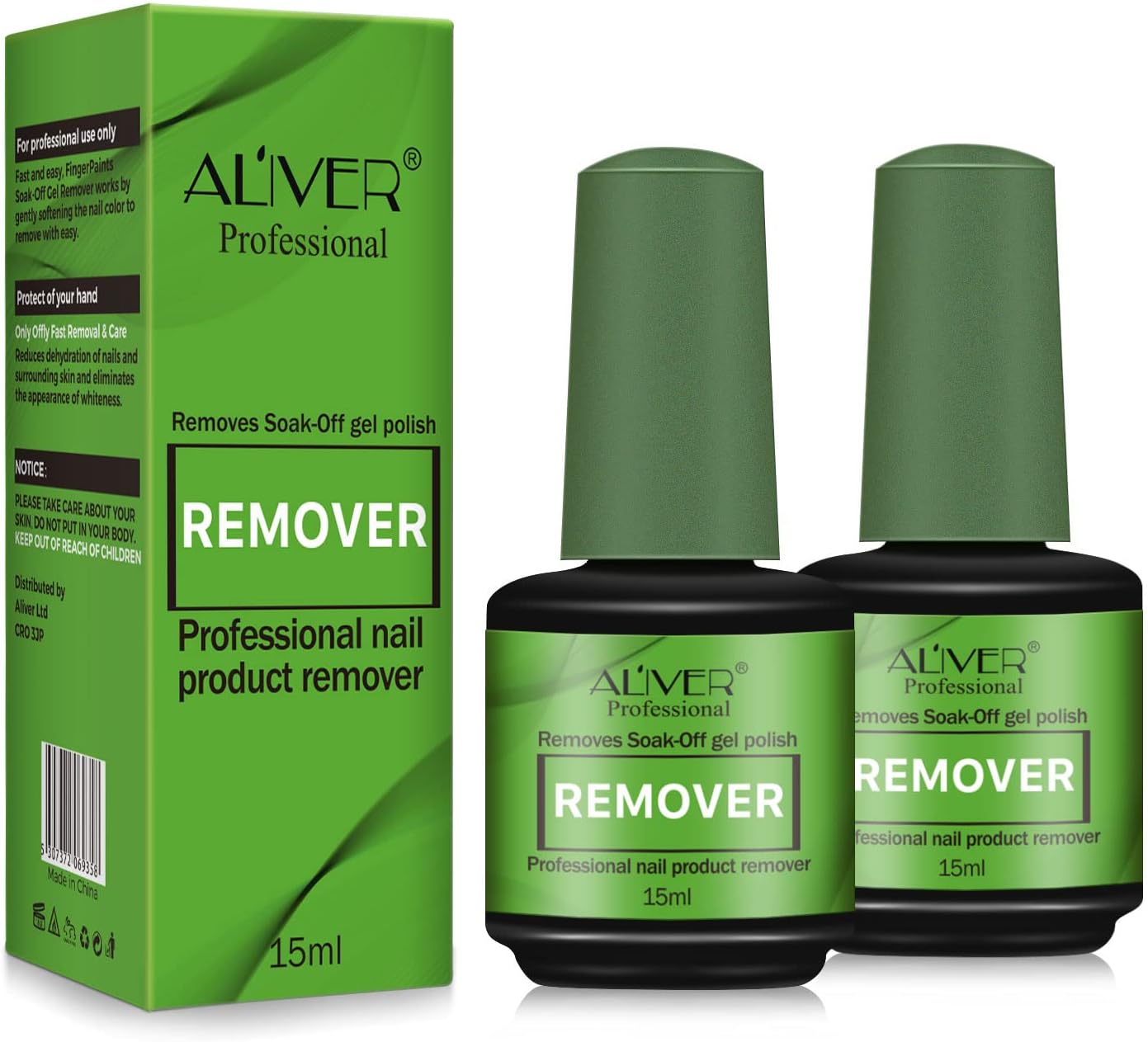 Nail Polish Remover 2 Pack, Peel Off In 2-3 Min, Professional Quick & Easy Removes Soak-Off Gel Nail, Acrylic Nails, No Need to Foil, Soak Or Wrap, Do Not Hurt Your Nails (green 2 pack)