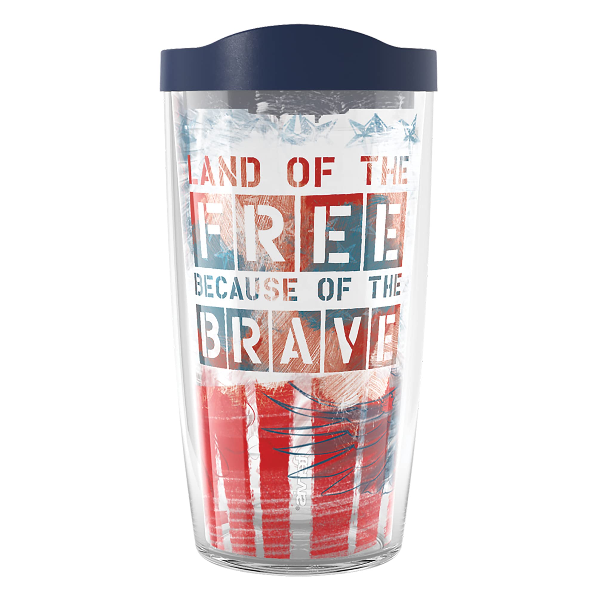 Tervis Home of The Free Because of The Brave-Eagle Made in USA Double Walled Insulated Tumbler, 16oz, Classic