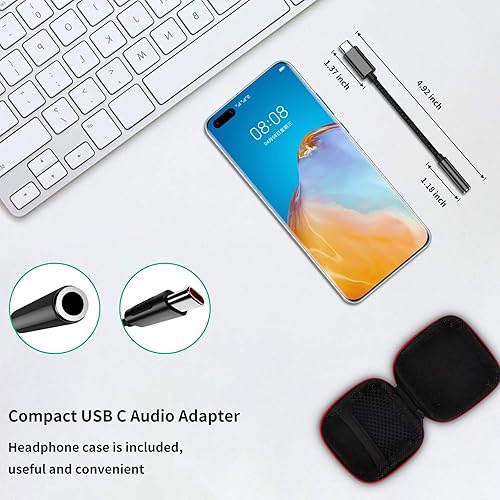 Miniatura 4 de COOYA Conector de audio USB C a 0.138 in para Samsung S20 FE S21 S22 5G OnePlus 8T Adaptador de auriculares USB C a Aux Dongle Conector de