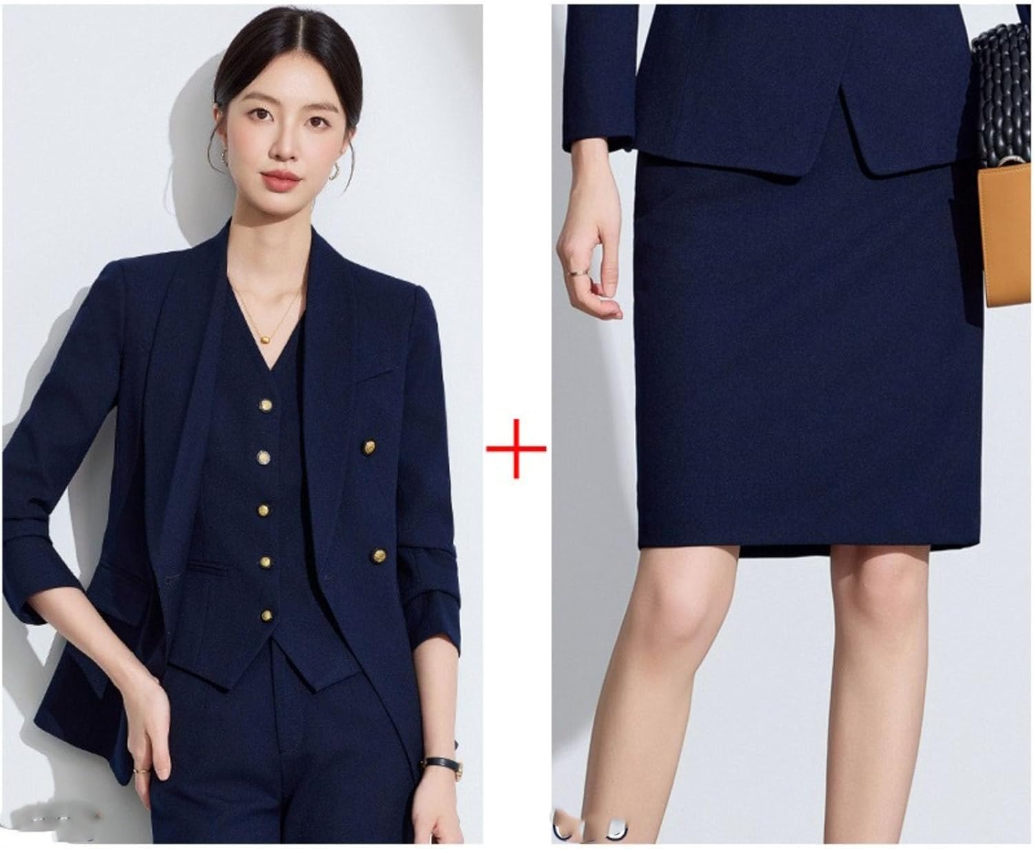 Seven Tenth Sleeve Blazer Suit Set Women's Hostess Formal Office Skirt Set