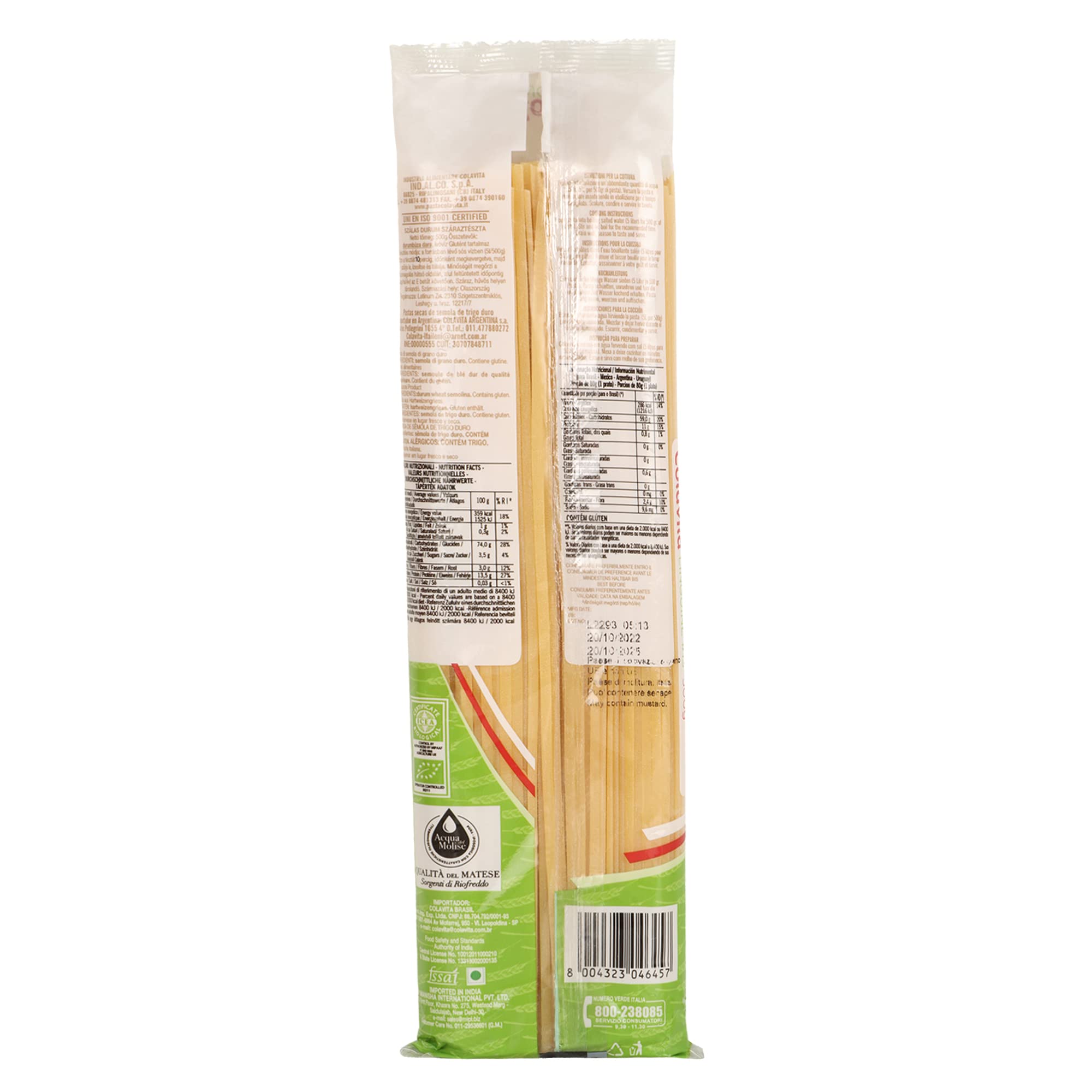 Colavita Linguine Pasta 500g | Hard Durum Wheat Pasta | ‎High Fibre | Organic and Versatile | No Artificial Ingredients - Image 5 thumbnail