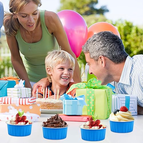 Miniatura 6 de Latas de muffin de 5 oz con tapas, 50 unidades, Free-Air, latas de hornear para magdalenas con forros de papel de aluminio, latas de magdalenas