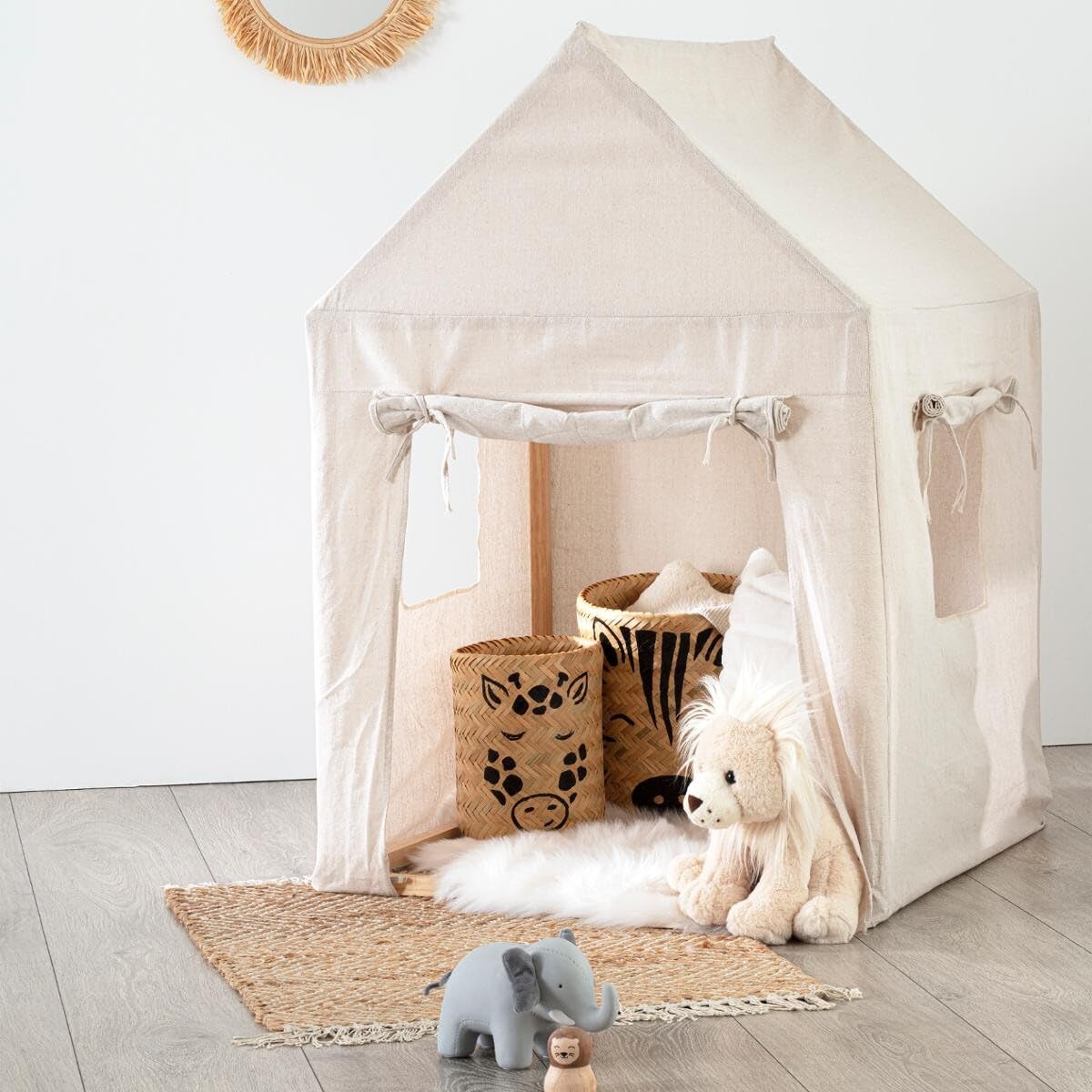 Atmosphera Cabaña para niños Pino Lona algodón H 116 cm