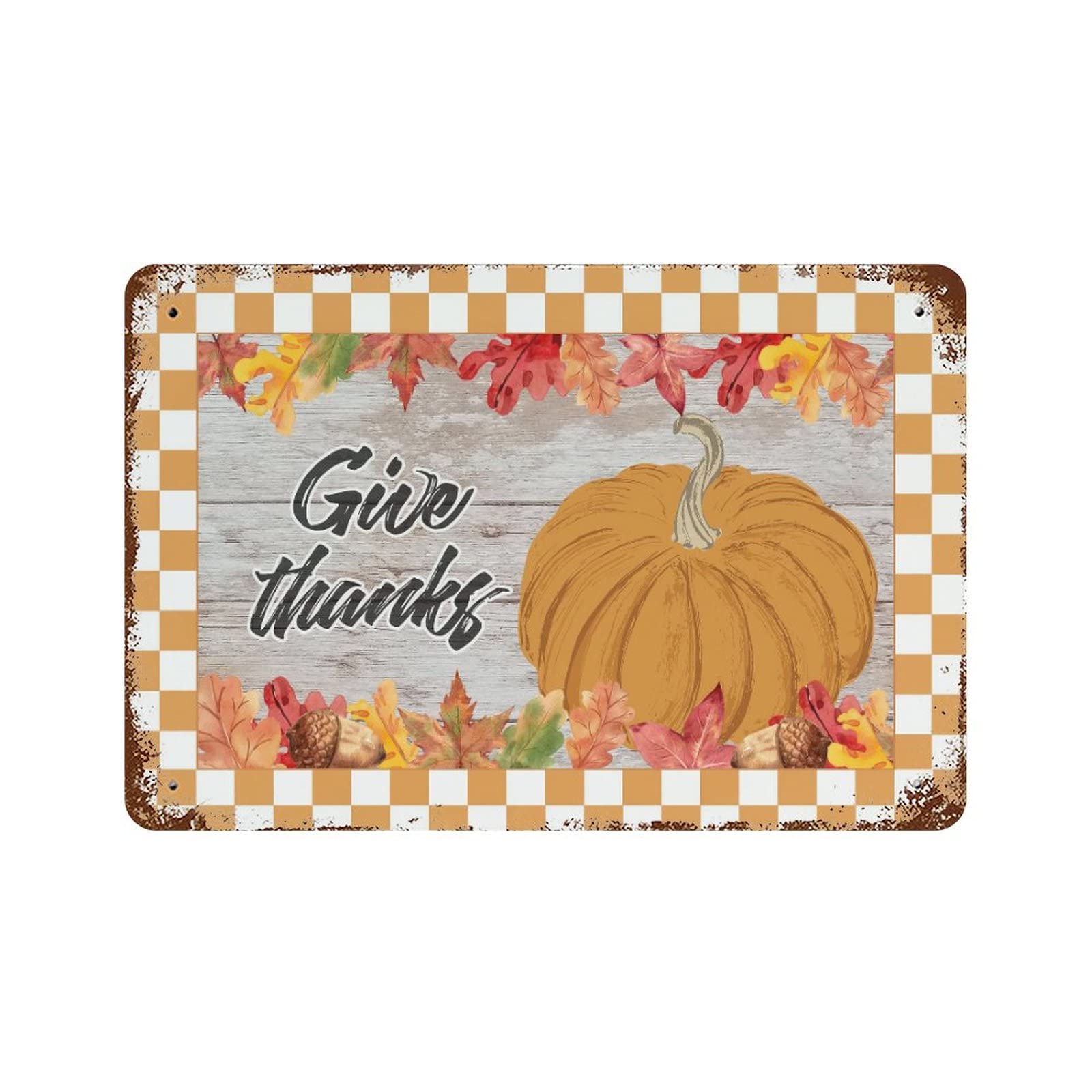 Plaque de vœux Thanksgiving en métal pour des souvenirs uniques
