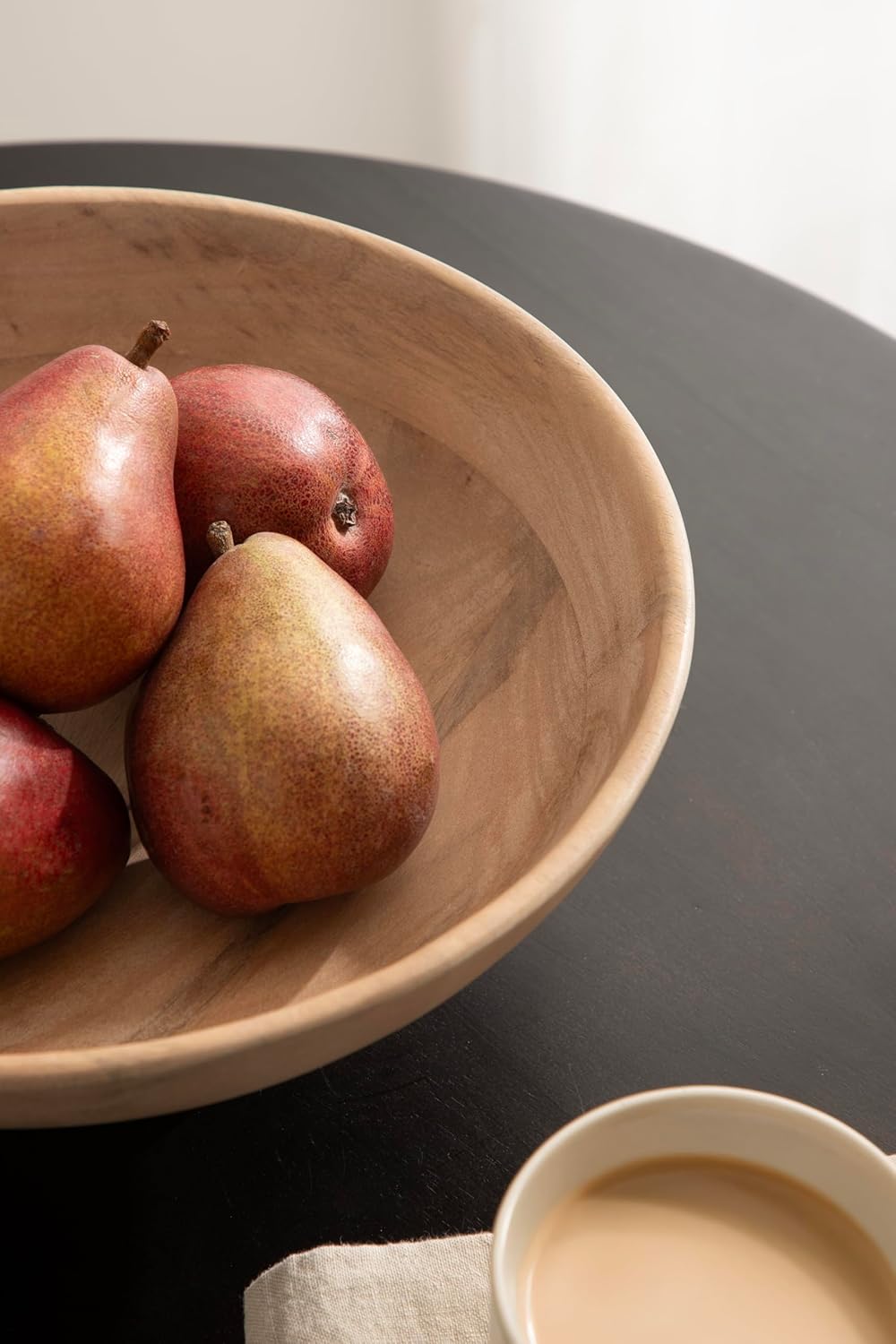 Kate and Laurel Rooks Modern Decorative Ribbed Wood Bowl, 12 Inch Diameter, Light Natural, Transitional Raised Fruit Bowl for Kitchen Counter or Use as Living Room or Entryway Table Decor