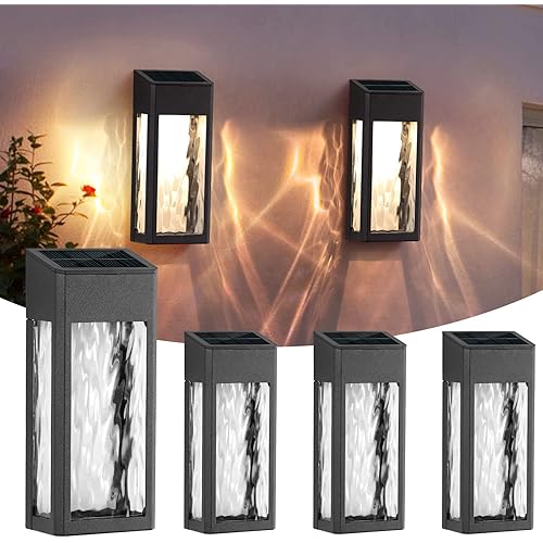 Benany Metal Solar Fence Lights, 4 Pack Solar Post Accent Light Outdoor Waterproof, Solar Deck Lights Wall Lights with 2 Lighting Modes for Post, Yard, Porch, Patio Decor