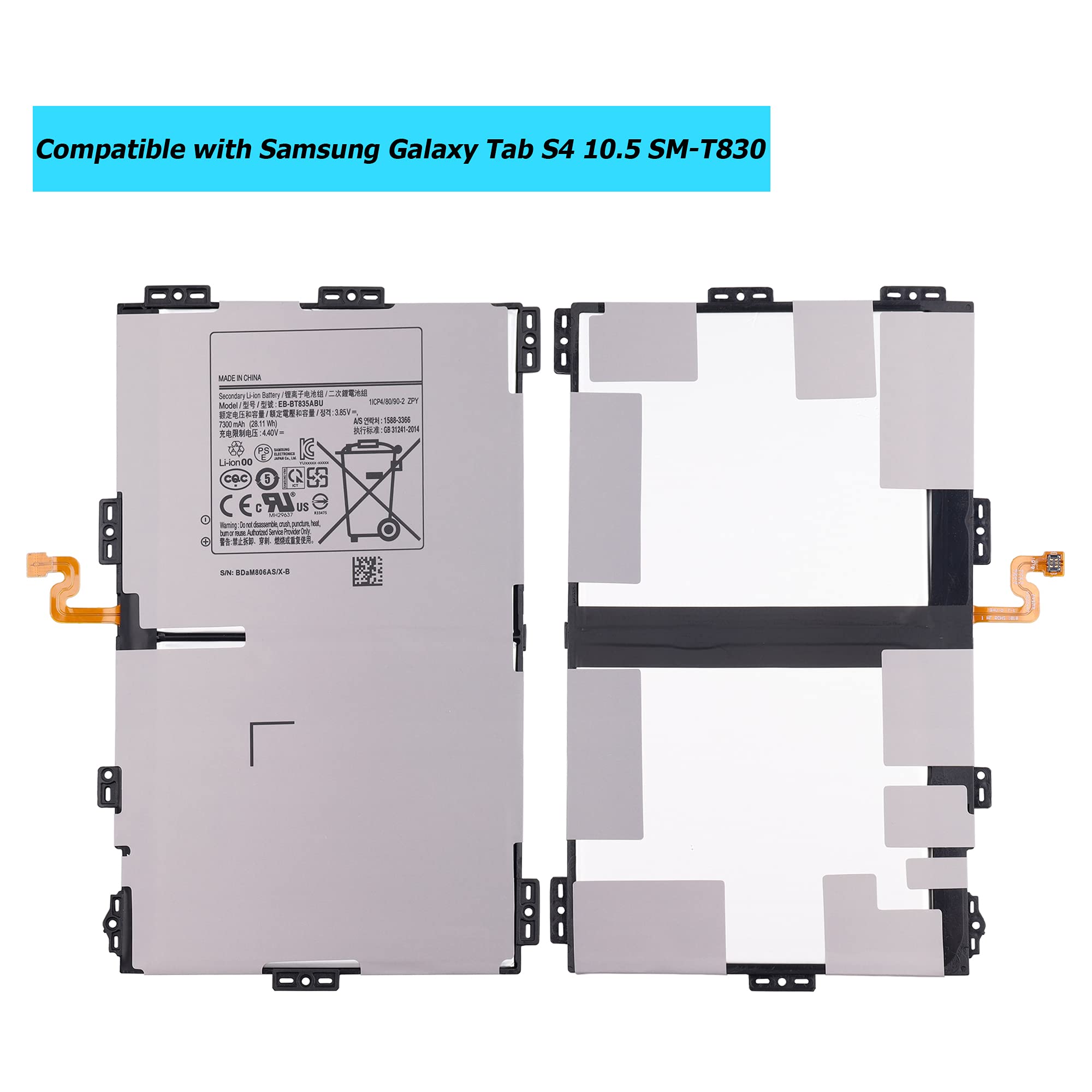 Batería EB-BT835ABU para Samsung Galaxy Tab S4 10.5 SM-T830 T835 Series con kit de herramientas
