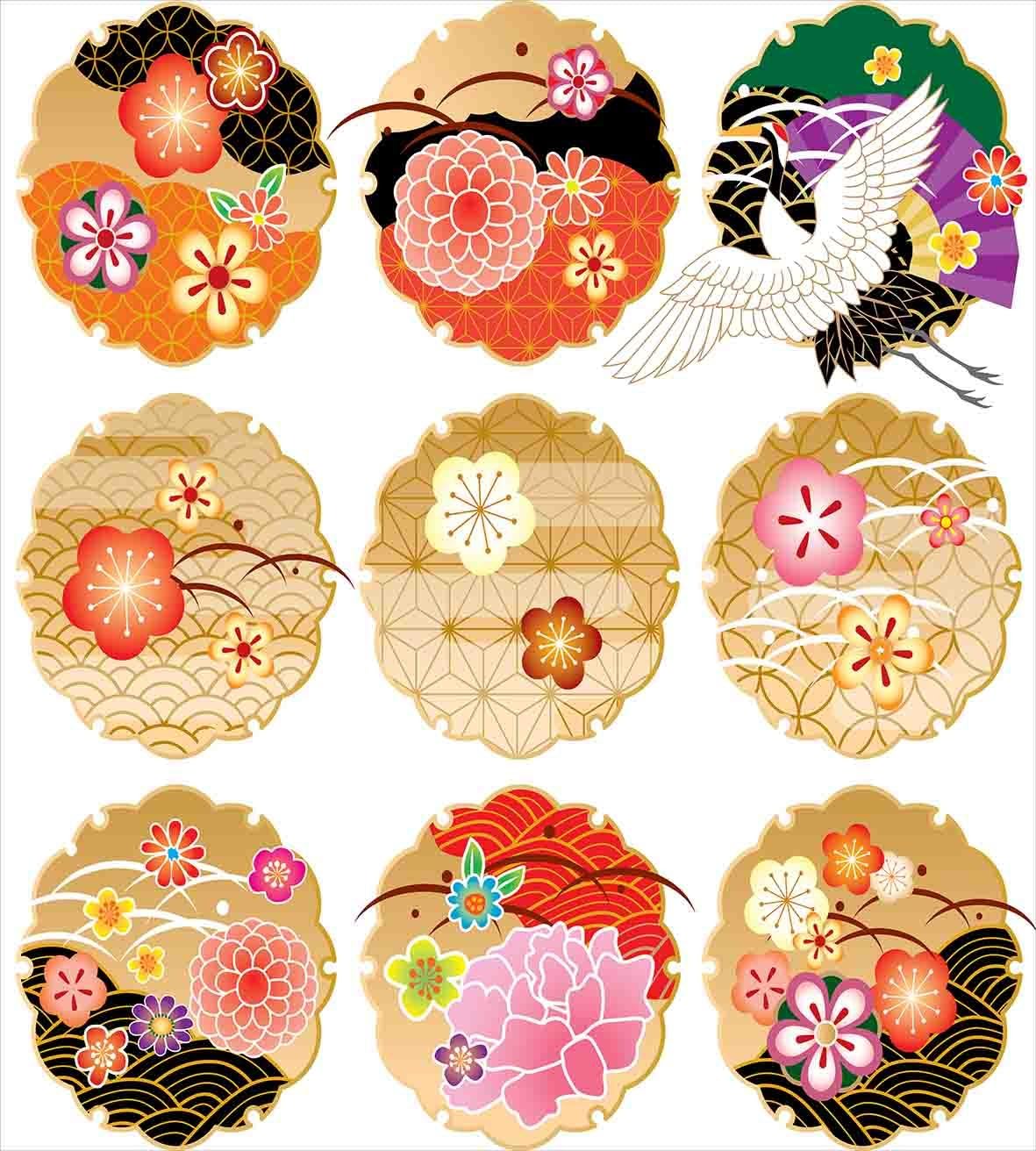 Ambesonne Japanese Duvet Cover Set, Floral Round Patterns Antique Nature Style Theme Art Oriental Print Contemporary, Decorative 3 Piece Bedding Set with 2 Pillow Shams, King Size, Multicolor