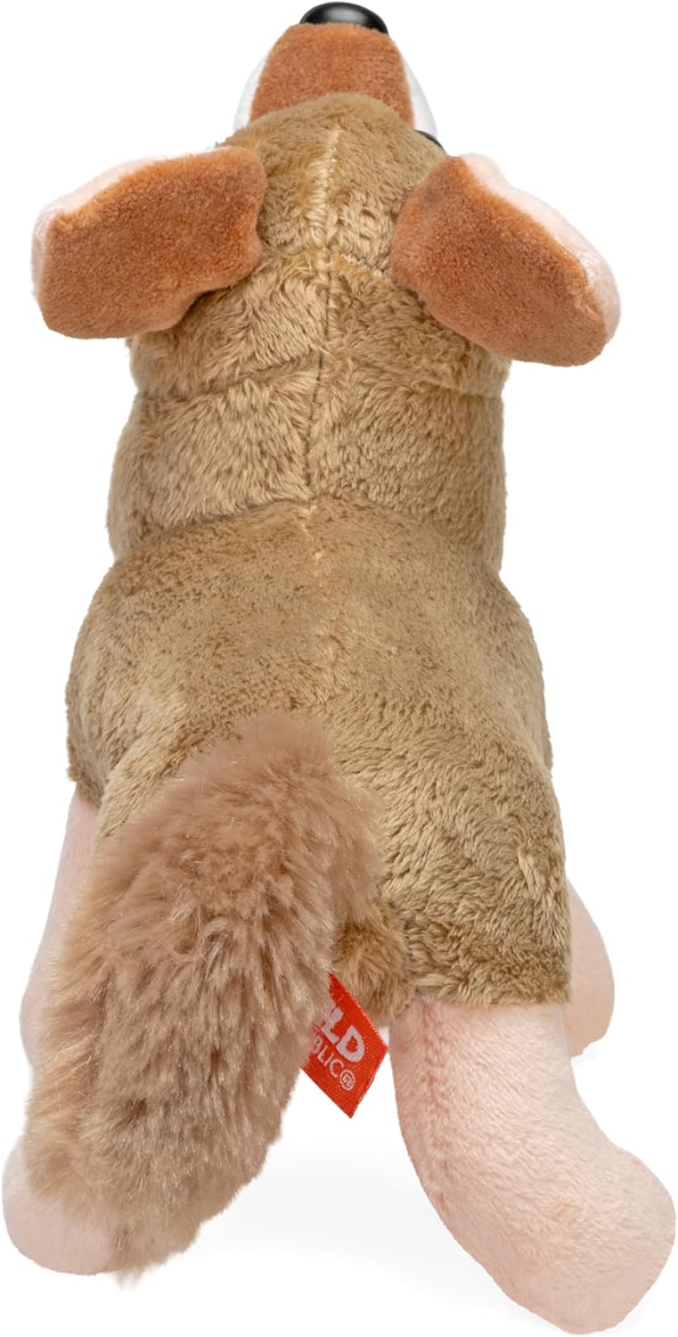 Wild Republic Wild Calls Coyote, Authentic Animal Sound, Stuffed Animal, Eight Inches, Gift for Kids, Plush Toy, Fill is Spun Recycled Water Bottles, 6" (23313)