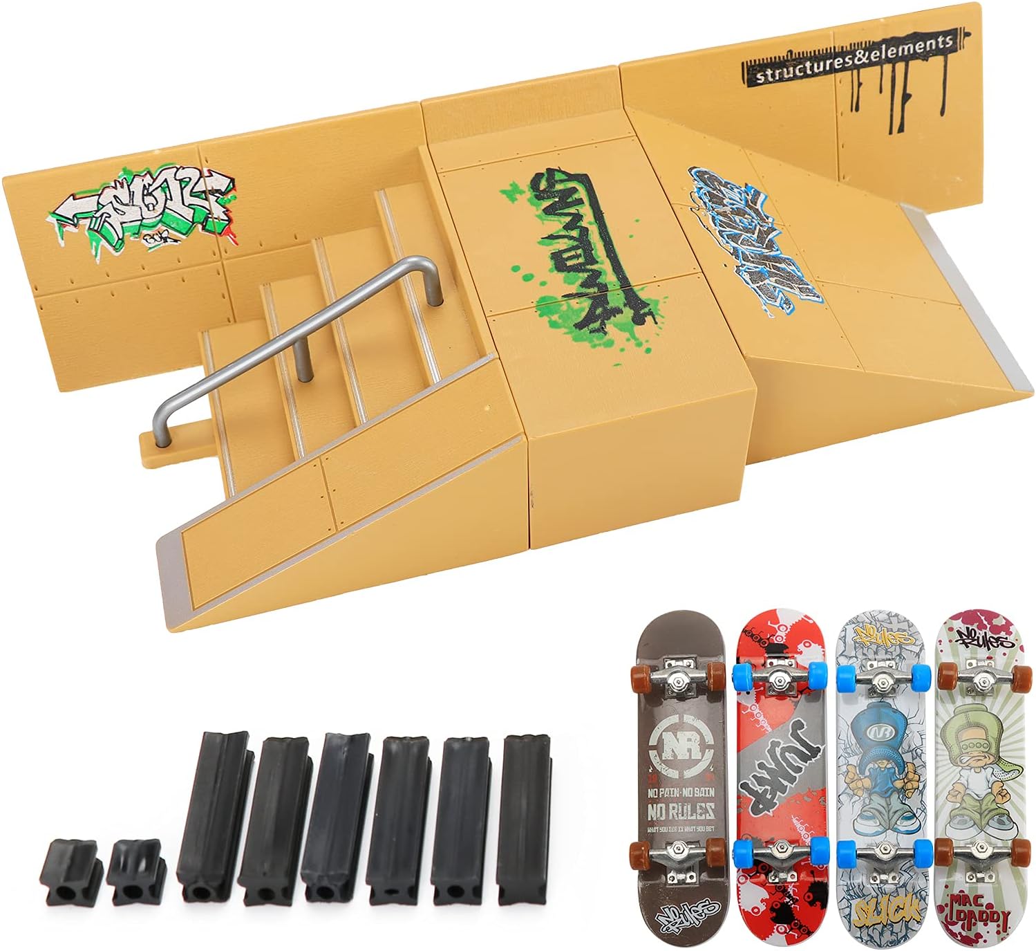 Mini Skateboard da Dita con Rampa, Finger Skateboards Rampa con 4