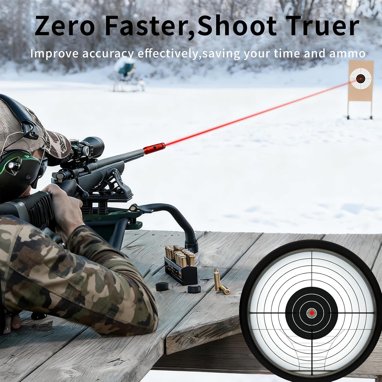 Rechargeable Bore Sight Laser Kit: Green/Red Laser Boresighter with 50 Adapters Fit for All Gun(0.17 to 12GA) - Multiple Caliber Quick Zeroing for Rifle Pistol - Shooter Essential