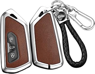 ontto Funda para llave de coche compatible con Ford Tourneo Connect EcoBoost Titanium 2022-2025, funda para llave de VW Golf 8, funda de piel con 3 botones
