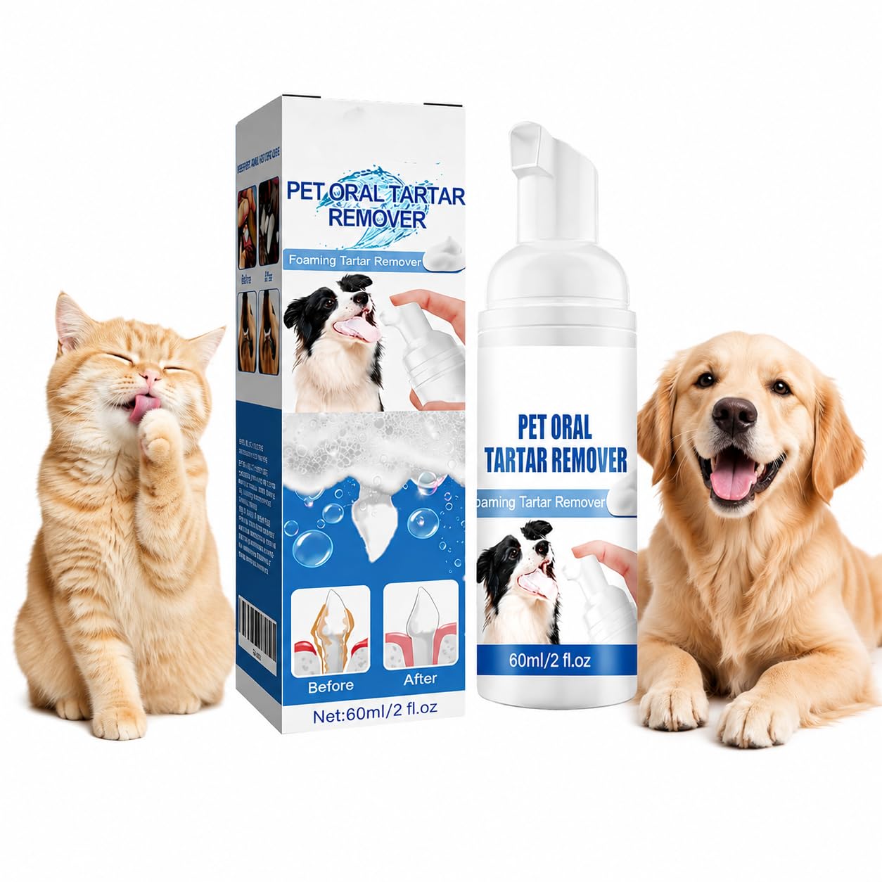 Pet Dental Tartar Remover,Teeth Cleaning Spray for Dogs & Cats,Pet Oral Spray for Dogs and Cats,PetDental Foaming CareSpray,Pets Dental Care Bad Breath Treatment,Reduce Tartar for Cat-s and Dog-s