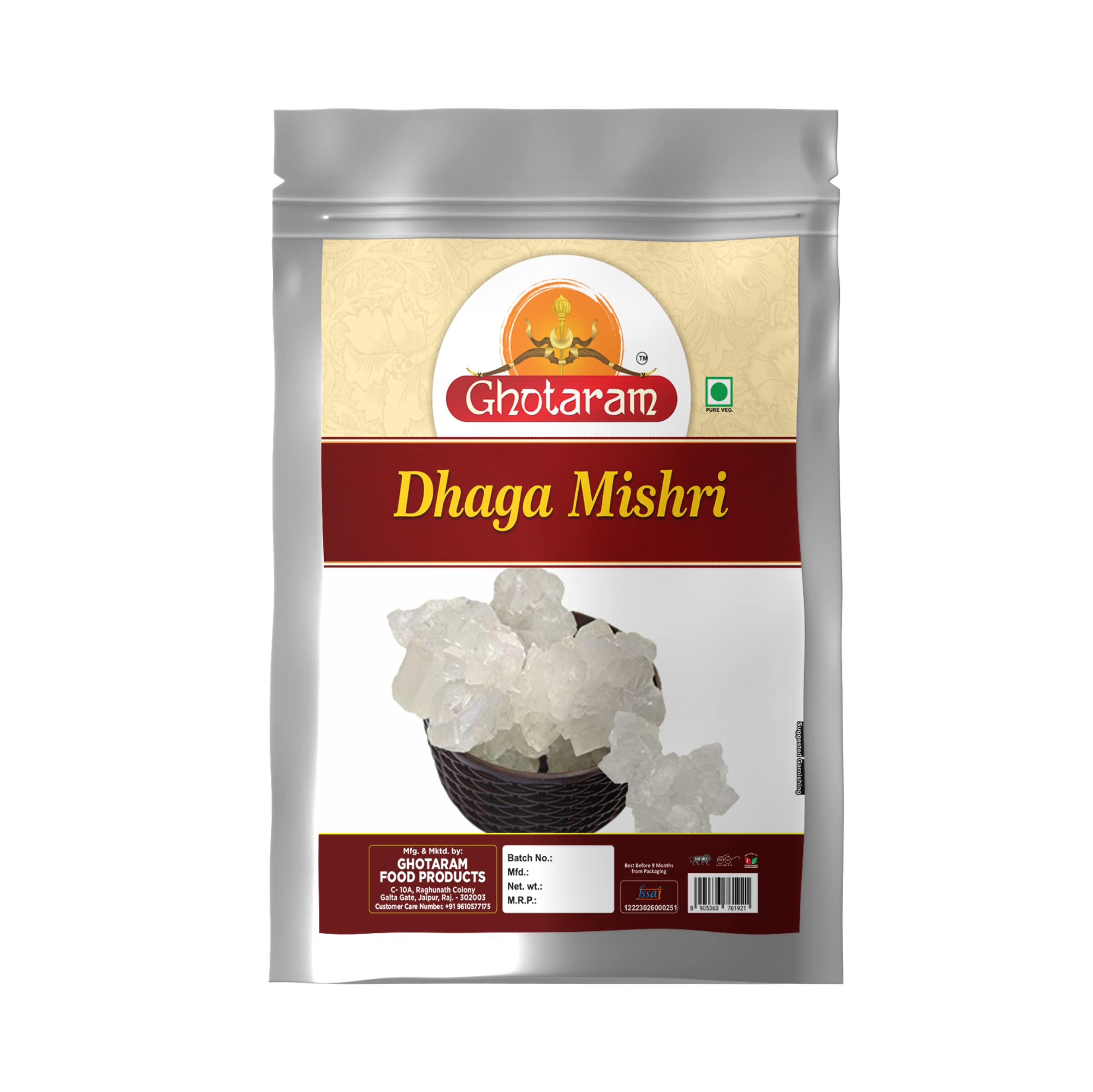 Ghotaram Rock Mishri Dhaga | Dhage Wali Mishri | Misri Chunk | DHAGA MISRI | Threaded Sugar Candy Thread Crystal Dhaga Mishri | | Kunja Mishri | Dora Mishri Sugar-240g