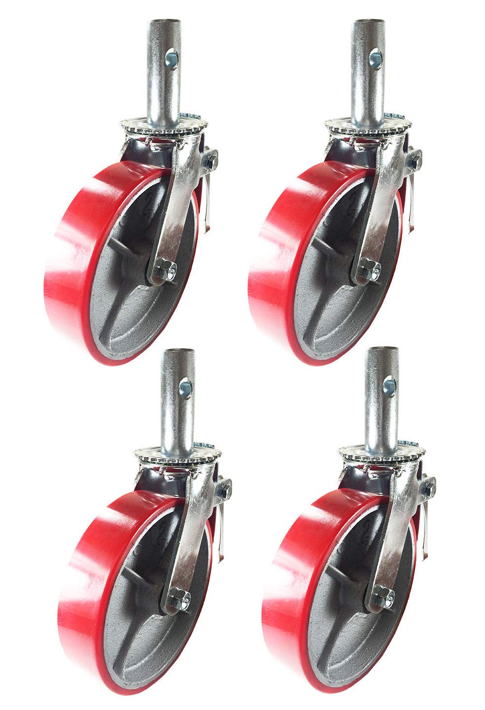 Scaffold Caster 6" x 2" Red Wheels w/Locking Brakes 13/8" Stem 2800