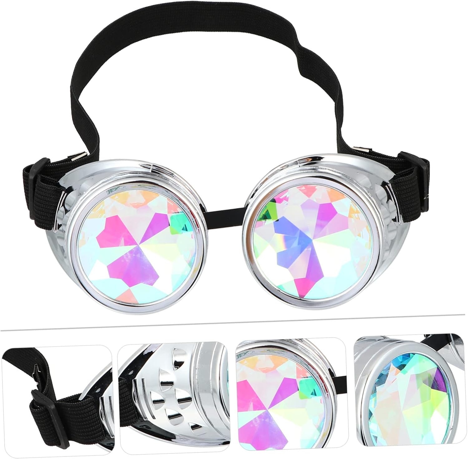 VALICLUD Kaleidoscope Glasses Goggles Kaleidoscope Lens Glasses Silver Frame