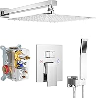 Vista 1 de Juego de Grifo de Ducha, Sistema de Ducha con Regadera de Lluvia de 12 Pulgadas y Regadera Manual, Juego de Regadera de Alta Presión Montada