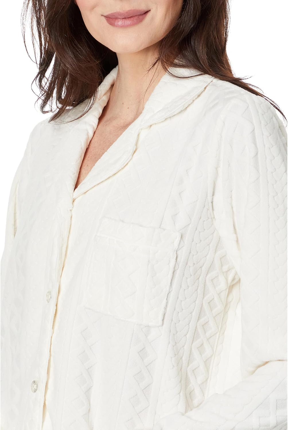 PJ Salvage Women's Loungewear Verry Terry Cable Crew Long Sleeve Top