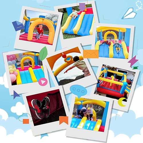 Miniatura 8 de Casa de rebote inflable para niños de 3 a 12 años, casa hinchable con 2 toboganes para patio trasero al aire libreinterior, castillo animoso, casa