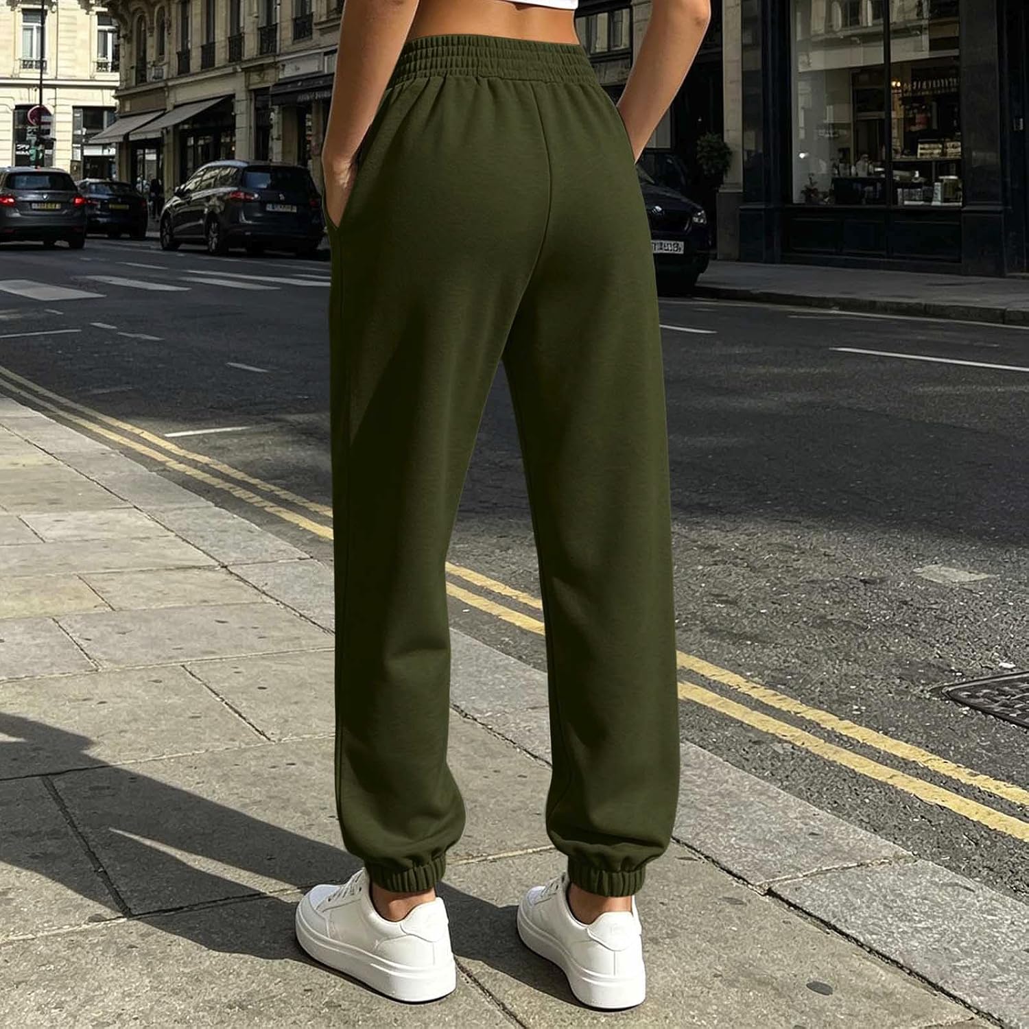 Women Baggy High Waist Sweatpants Comfy Workout Gym Joggers Pants Elastic Waist Fall Winter Fleece Lounge Bottoms