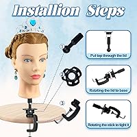 Vista 8 de Firstwon Cabeza de maniquí de cabello humano - Cabeza de muñeca de maniquí de cosmetología con 80% cabello real para peluquería, práctica