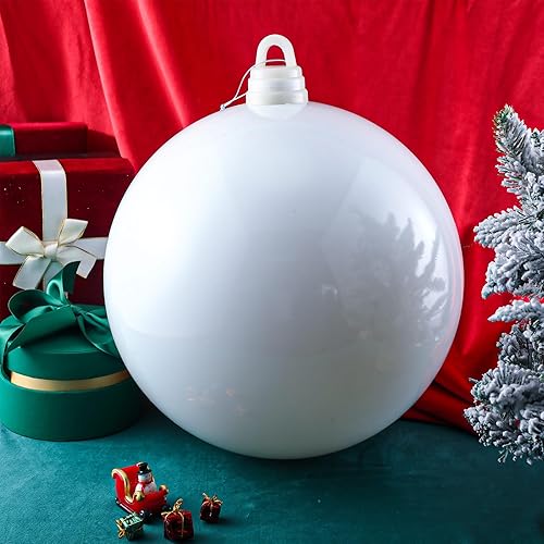Miniatura 7 de Hiboom Adornos de bola de Navidad jumbo de 10 pulgadas, bolas de plástico resistentes a los rayos UV y al agua, bola grande y brillante, adornos de