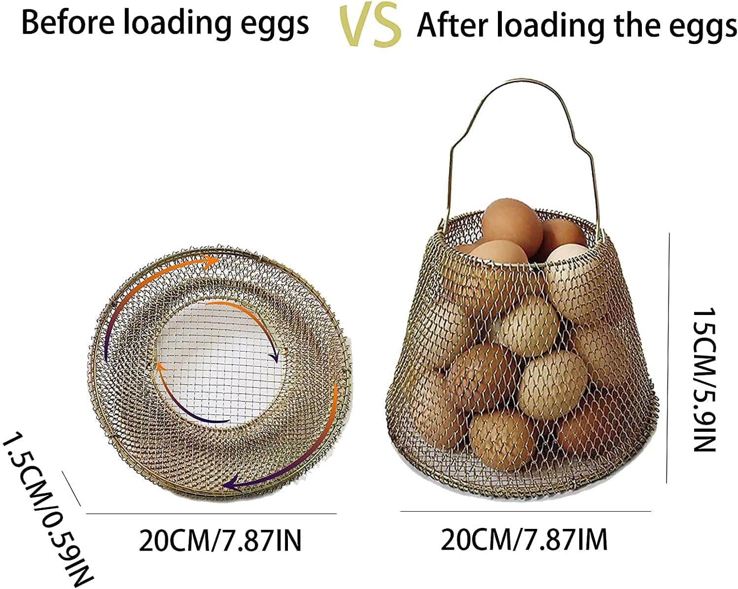 JIYUJIAHUA Egg Basket, Collapsible Mini Storage - Can Easily Load Eggs for Carrying and Collecting Eggs, Easy Washing, and Fast-drying, Country Primitive Farmhouse Style, DANLAN-001