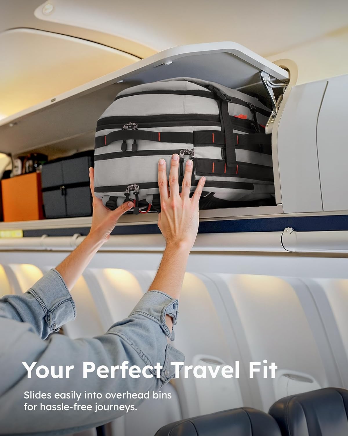 Tolaccea Carry on Travel Backpack, TSA Friendly Flight Approved Laptop Backpack Duffle Bag for Men Women with Dual Laptop Storage for 17.3", Expandable Business Rucksack 40L-50L Large - Grey - Image 5