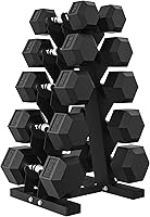 Vista 17 de Hex Weights Dumbbells Set with Rack, 100-550 lb Rubber Coated Dumbbell Sets with Storage, Free Hand Weight for Strength Training, Exercise, Fitness