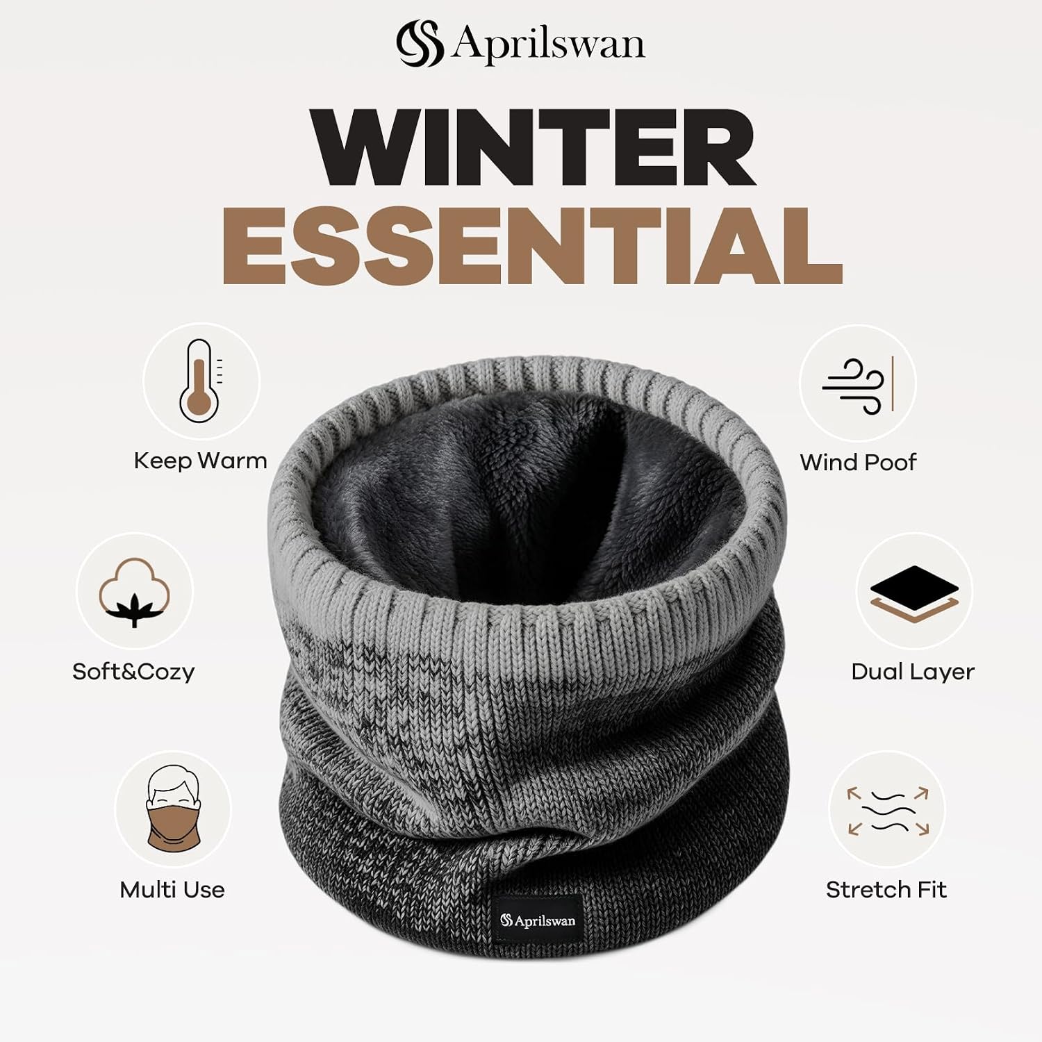 Knitted Neck Warmer, Ombre Winter Ski Neck Gaiter for Men/Women image 2