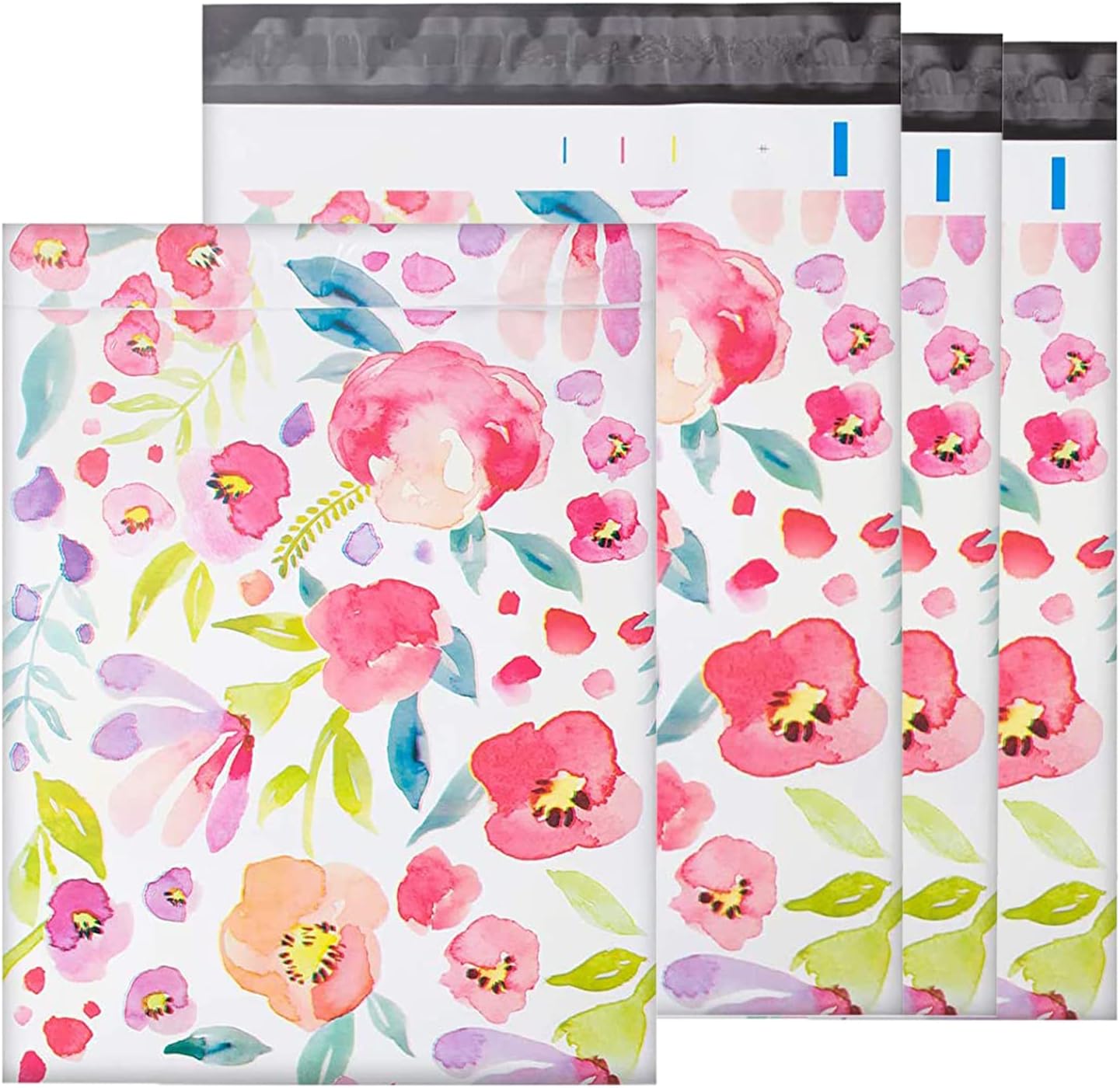 100PCS Large Poly Mailers, 38x52cm Shipping Bags, Fashion Shipping Envelopes, Plastic Packaging Bags, Self-Seal Polymailers, Mailers Poly Bags, Mailing Bags for Small Business, Clothing - Floral