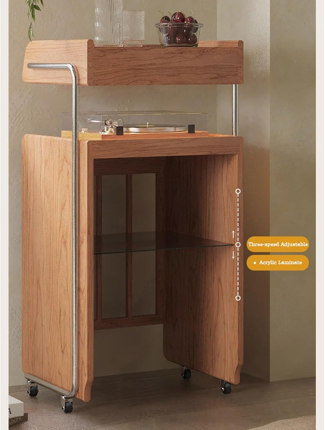 Living Room Sweeper Organizer Machine Cabinet Shelf Storage Cherry Wood Sofa Sideboard Removable Solid