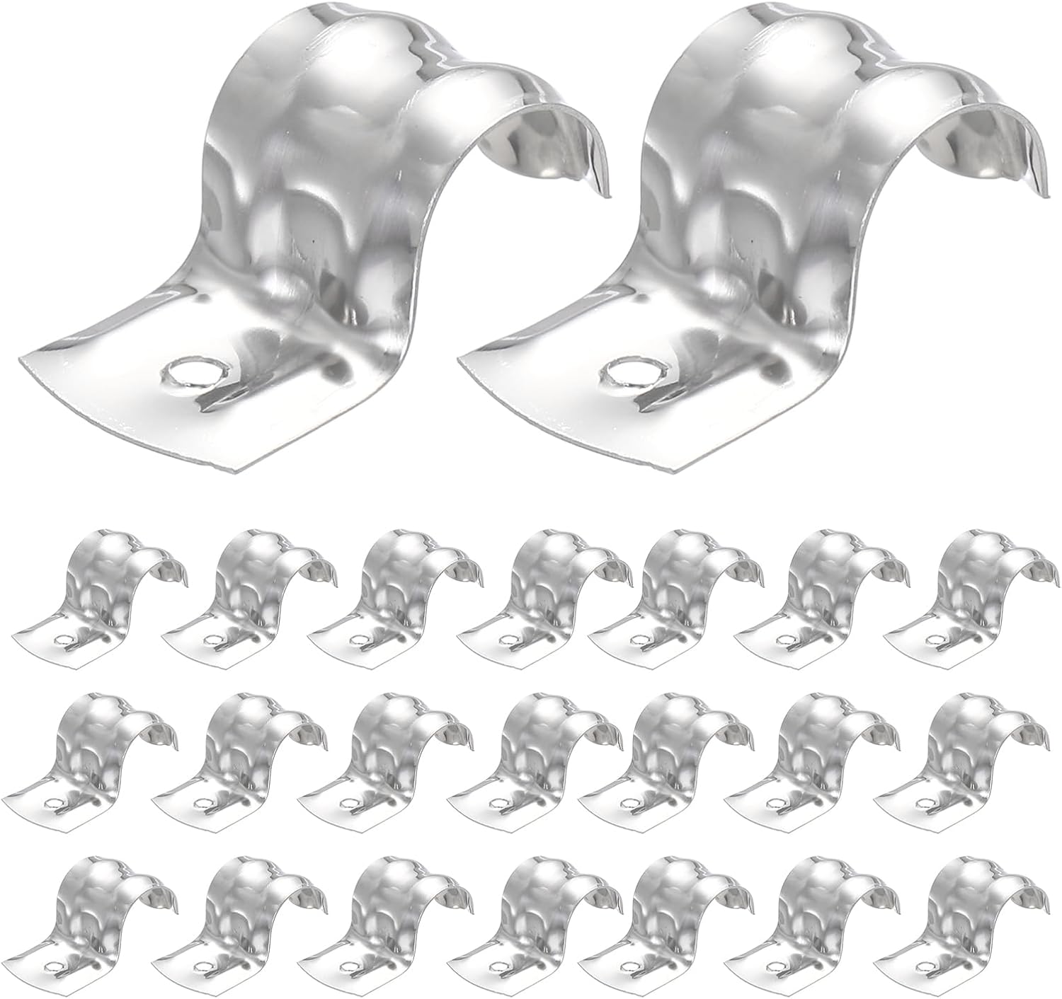 MECCANIXITY 52pcs Conduit Clamp 5/8 Inch 16mm, 1 Hole Stainless Steel Pipe Strap, Rigid Metal Conduit Hanger for Pipe Fixing, Tube Wire Installation