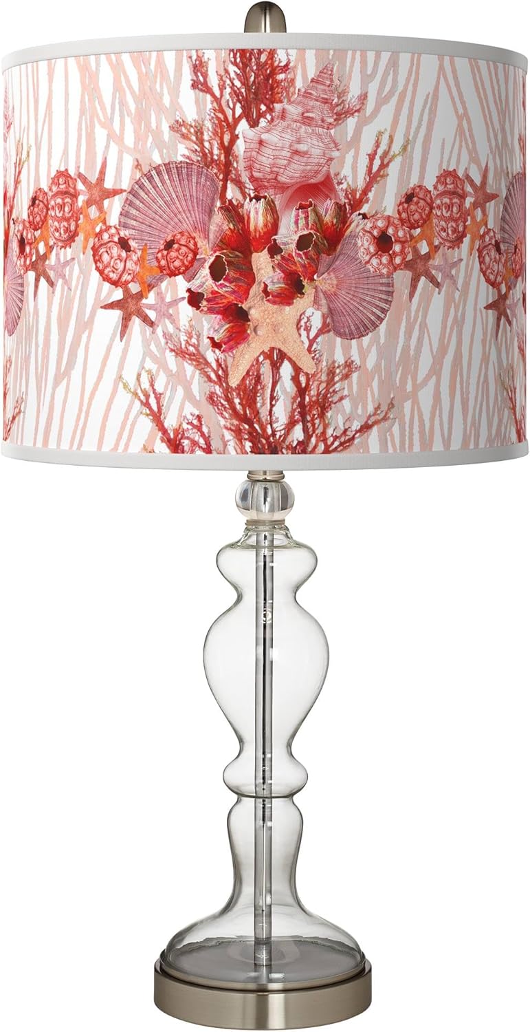 Giclee Glow Corallium Giclee Apothecary Clear Glass Table Lamp with Print Shade