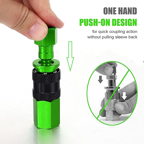 Miniatura 5 de Kit de acoplador y enchufe de aire de aluminio NPT de 15 piezas, 14 de pulgada, accesorios de aire de conexión rápida, juego de conectores rápidos