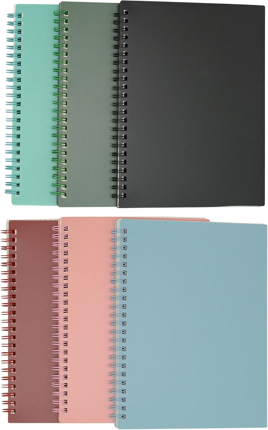 Yansanido Spiral Notebook, 6 Pcs A5 Thick Plastic Hardcover Graph Paper 6 Color 80 Sheets -160 Pages Journals for Study and Notes (6 colors, A5 5.7" x 8.3"-Grid) - Image 2