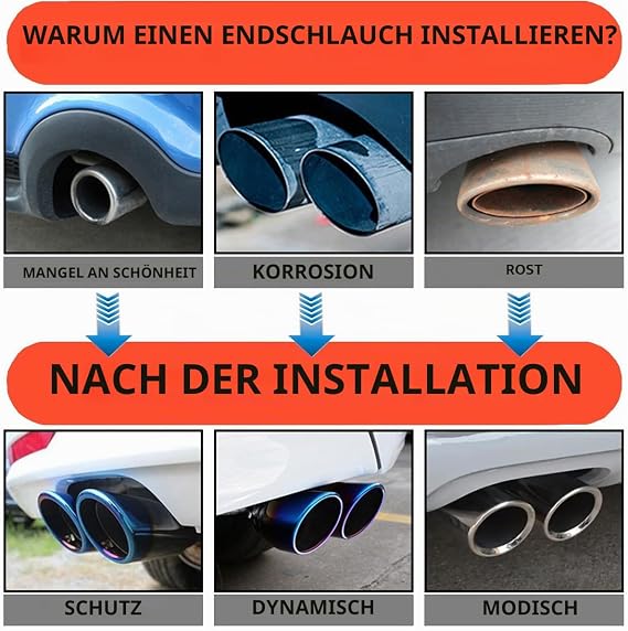 Car Exhaust Tailpipe Stainless Steel Exhaust Trim Tailpipe Silencer
