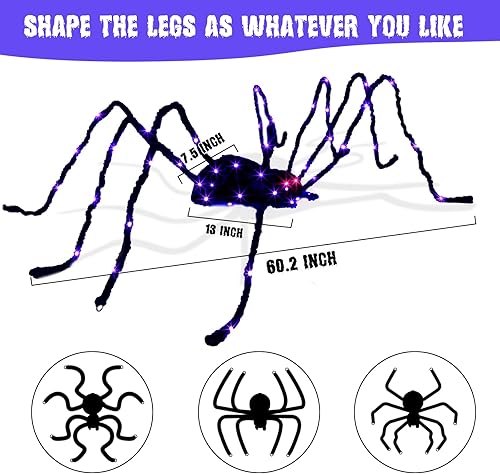 Miniatura 3 de EAMBRITE Luces de ventana de Halloween de 4 pies, luz de murciélago gigante con 30 luces moradas, impermeable, silueta de ventana, decoración de luz