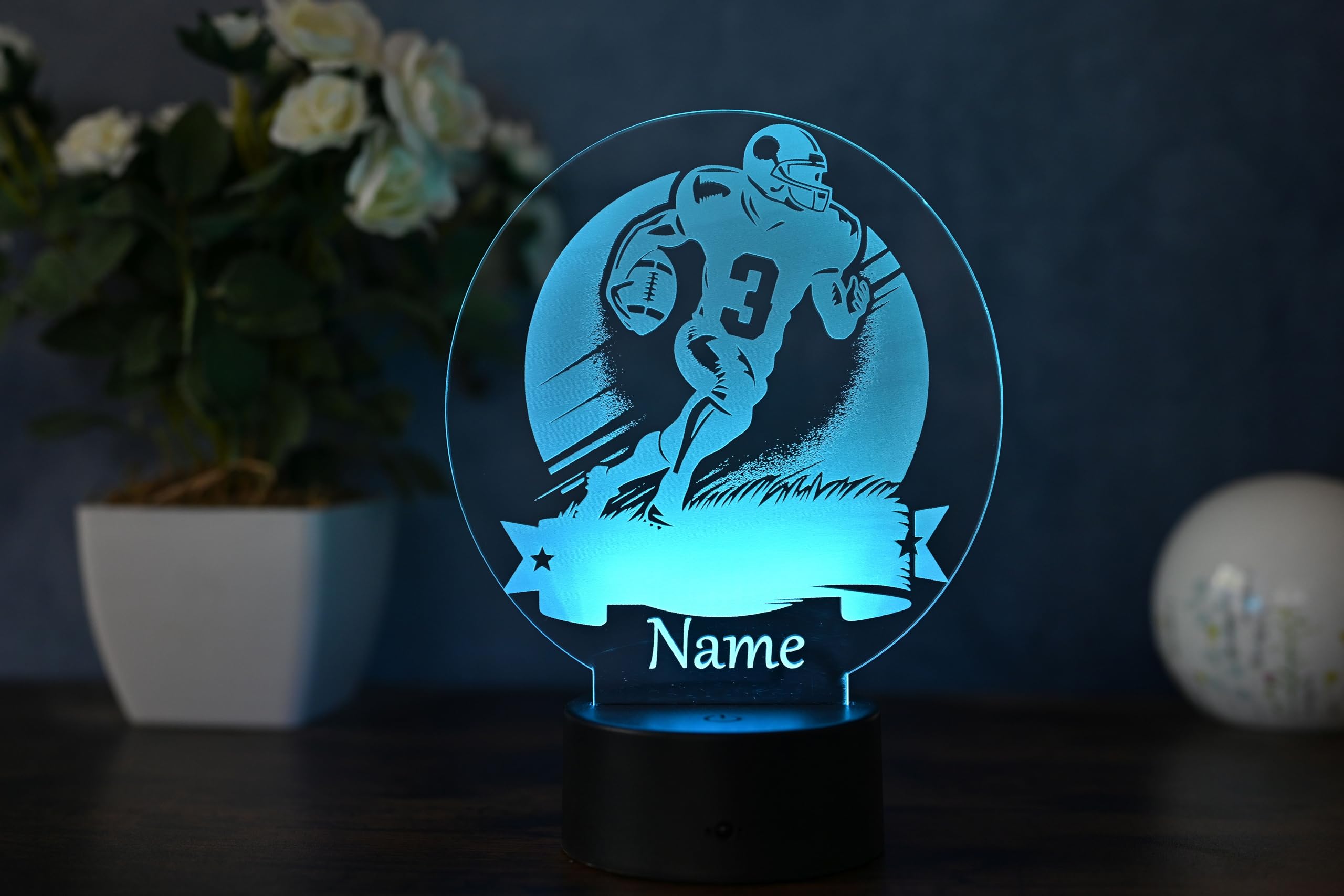 Personalisierte LED Football Lampe – Dekoration für american football spieler und fans