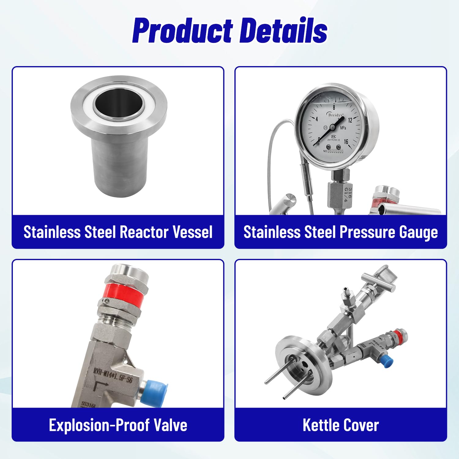 HNZXIB Benchtop High-Pressure Reactor with Magnetic Stirring, 500ml, Safe & Efficient for Material Research Lab Use