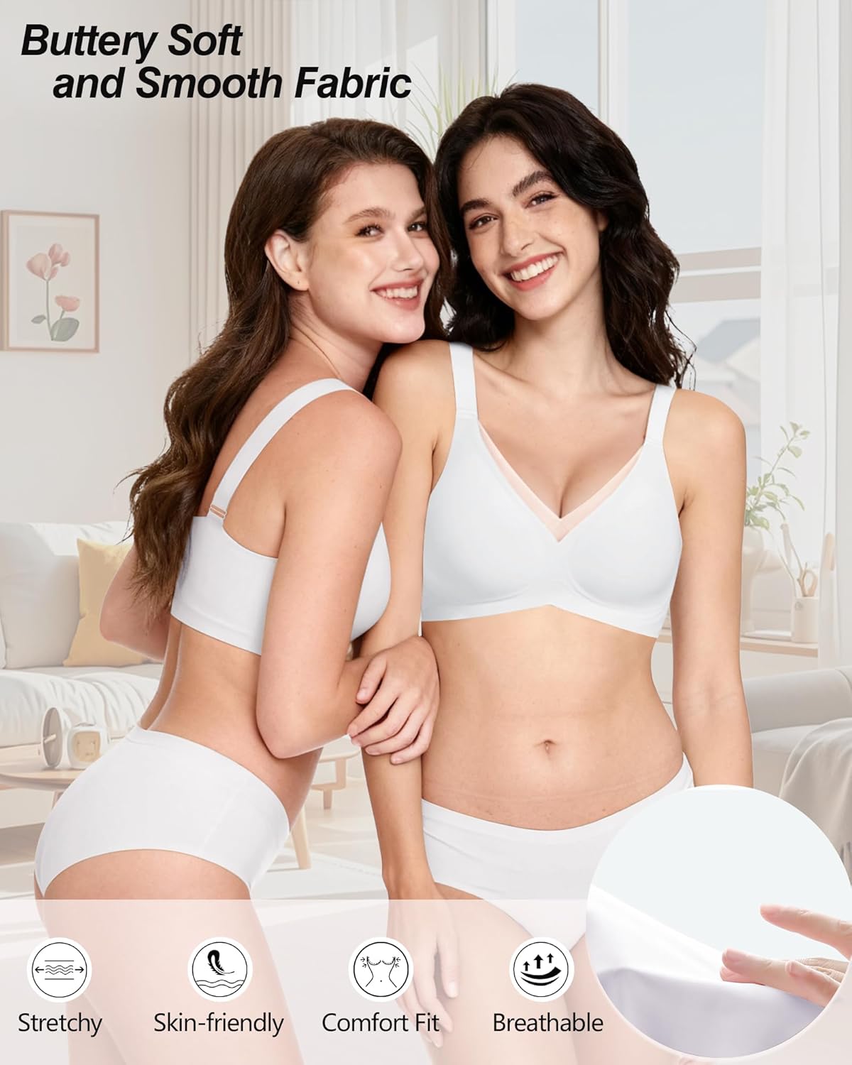 Comfortable Wireless Bras for Women Seamless Padded Push Up No Show Bra with Support - Image 4