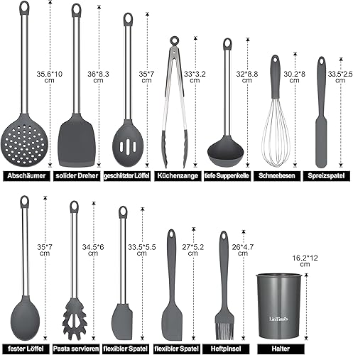 Miniatura 2 de Juego de utensilios de cocina de silicona, 13 piezas de utensilios de cocina de silicona, antiadherentes, los mejores utensilios de cocina de cocina