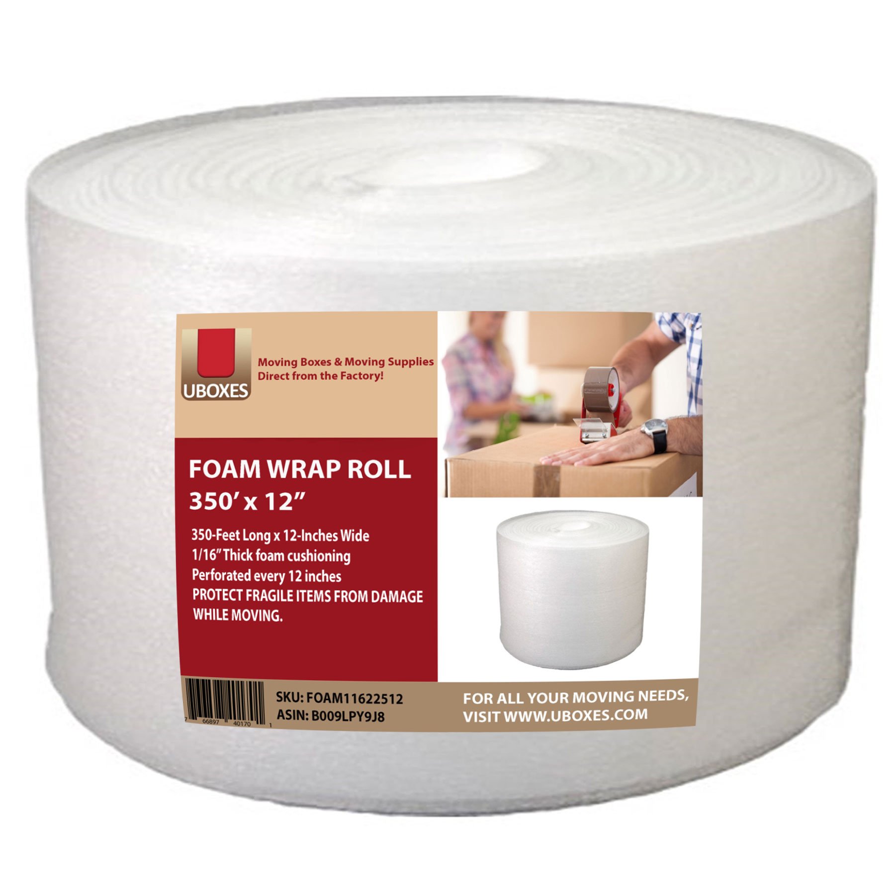 Buy uBoxes Foam Wrap Roll 320' x 12" Wide 1/16 Thick Cushion 12