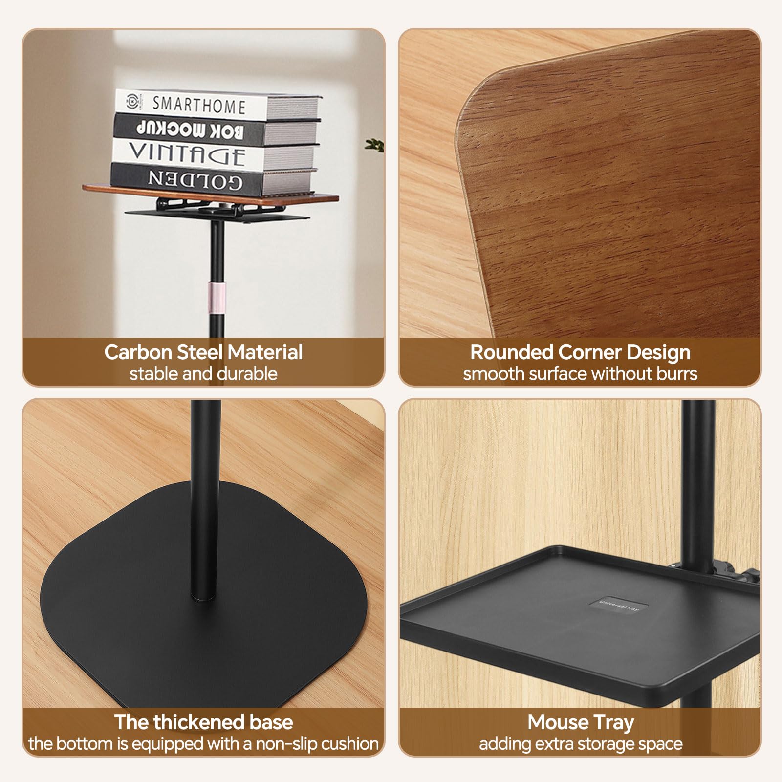 Supporto Regolabile 2 in 1, Supporto per libri con vassoio,Supportos Proiettore,Leggio Musicale,altezza regolabile da 91-119cm, Tavolino Portatile Standing Desk Tavolo,