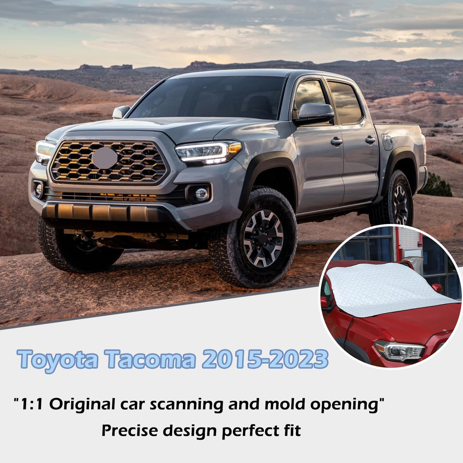 Copertura per parabrezza compatibile con Toyota Tacoma 2015-2020-2021-2023, ideale per la rimozione di ghiaccio, gelo e neve, per tutte le stagioni, inverno ed estate, copertura per finestrini