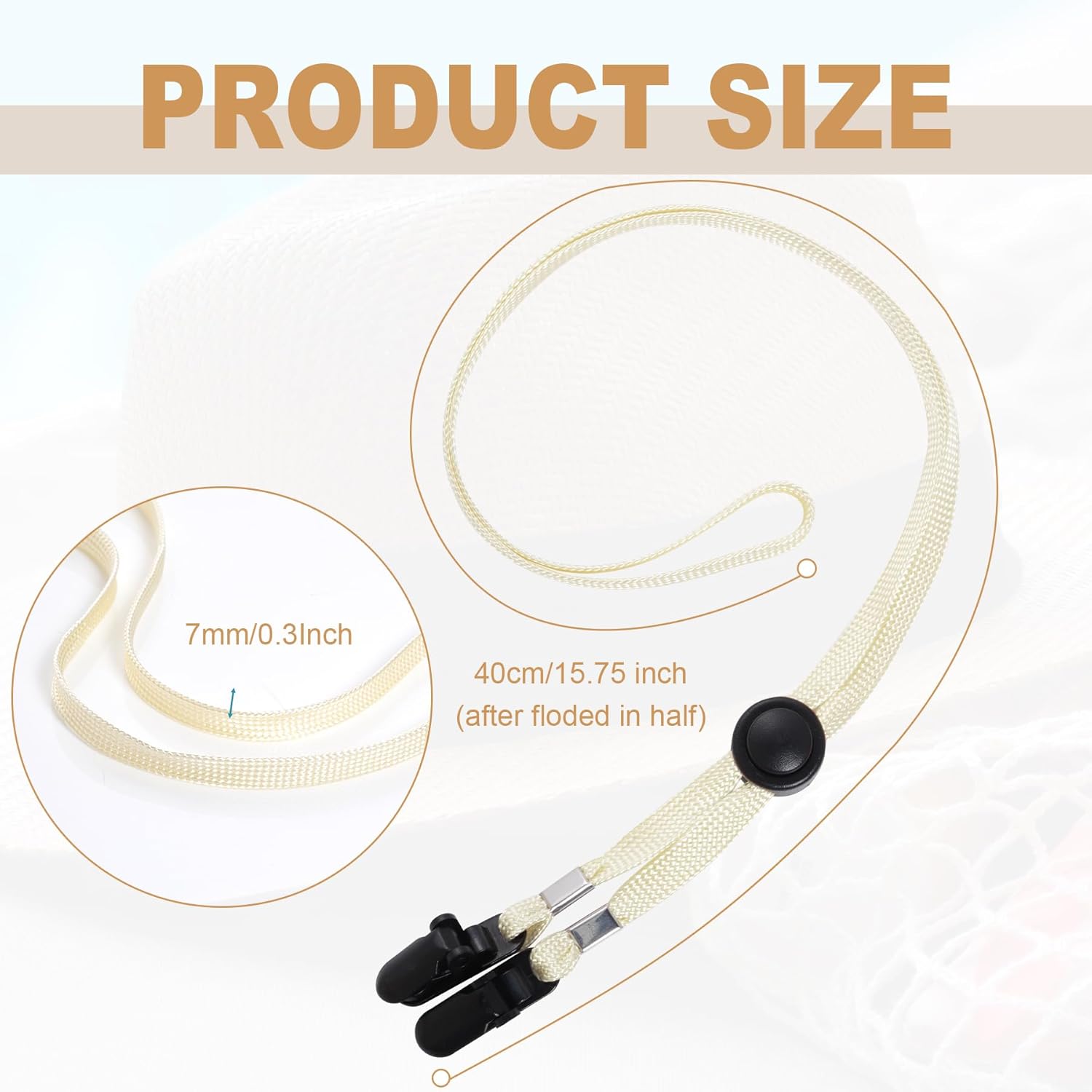 Sucrain 5 Pieces Adjustable Hat Strap Clips Hat Chin Cord for Golfing, Fishing, Boating - Image 3