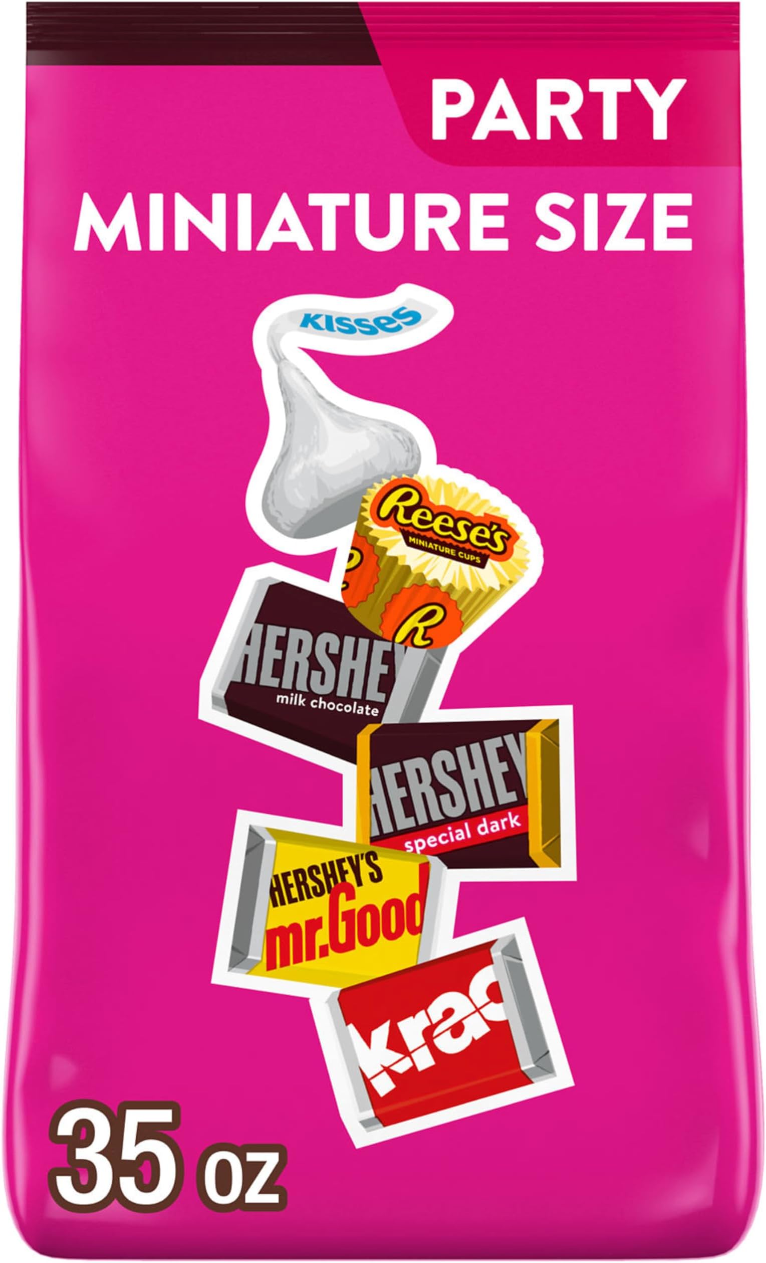 HERSHEY'S and REESE'S Assorted Chocolate Flavored Candy Party Pack, 35 oz