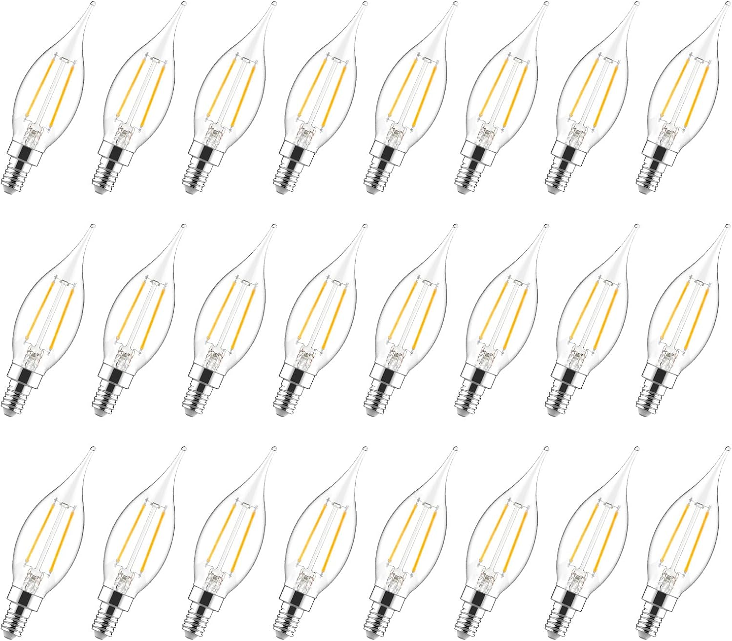 Sigalux E12 Candelabra Bulb 40 Watt Equivalent, LED Chandelier Light Bulbs Dimmable 5000K Daylight, CA10 Candle Shape E12 LED Bulb for Ceiling Fan, 3W 300LM, 6 Pack