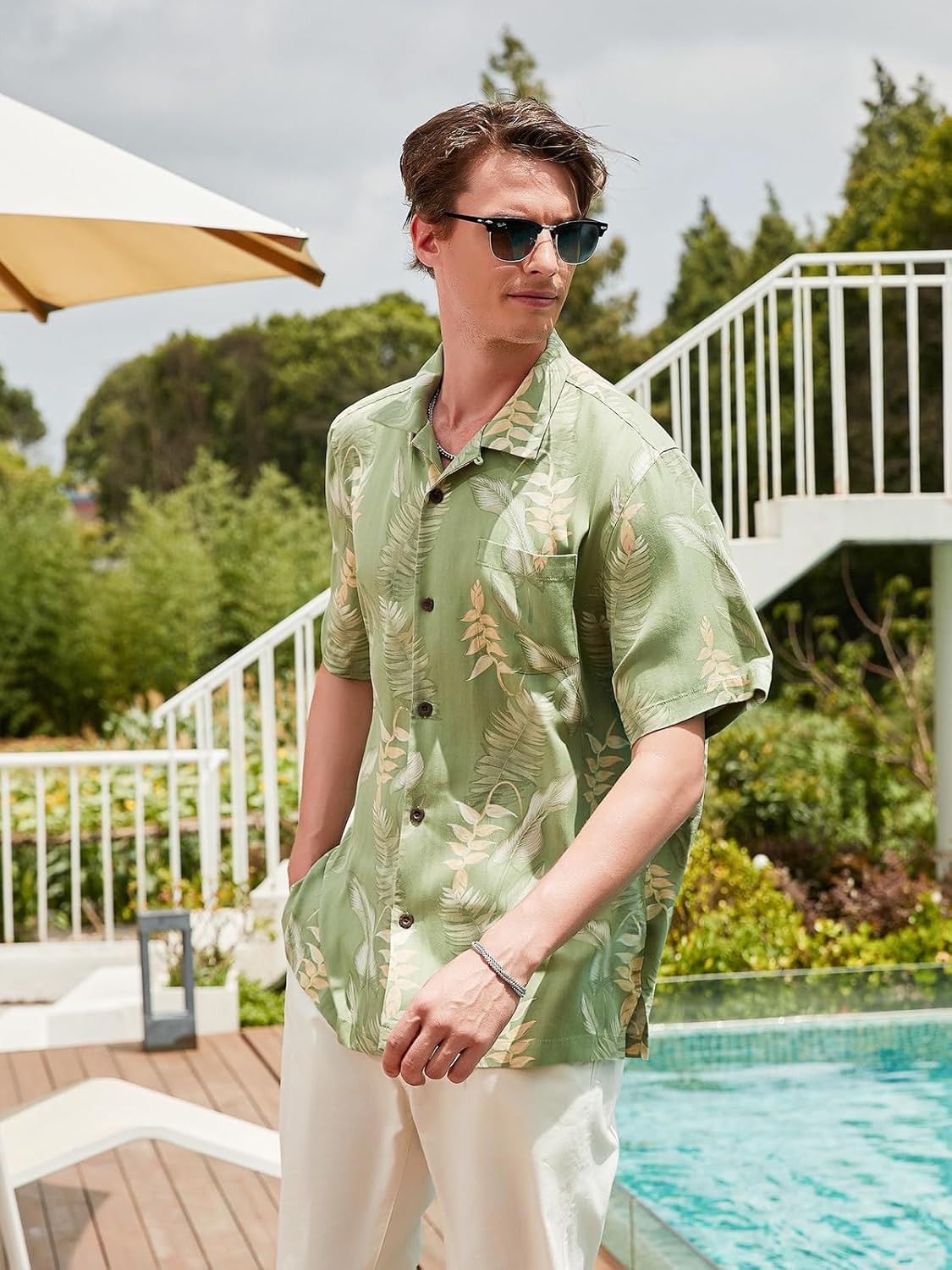 Men's Silk Hawaiian Floral Shirts Short Sleeve Button Down Casual Tropical Holiday Beach Shirts - Image 4